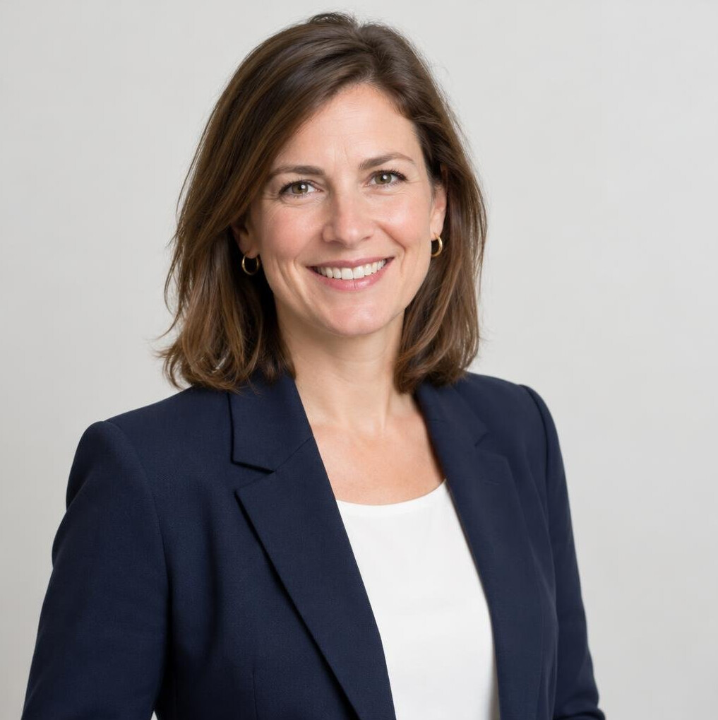 Portrait of a smiling woman with shoulder-length hair in a blazer
